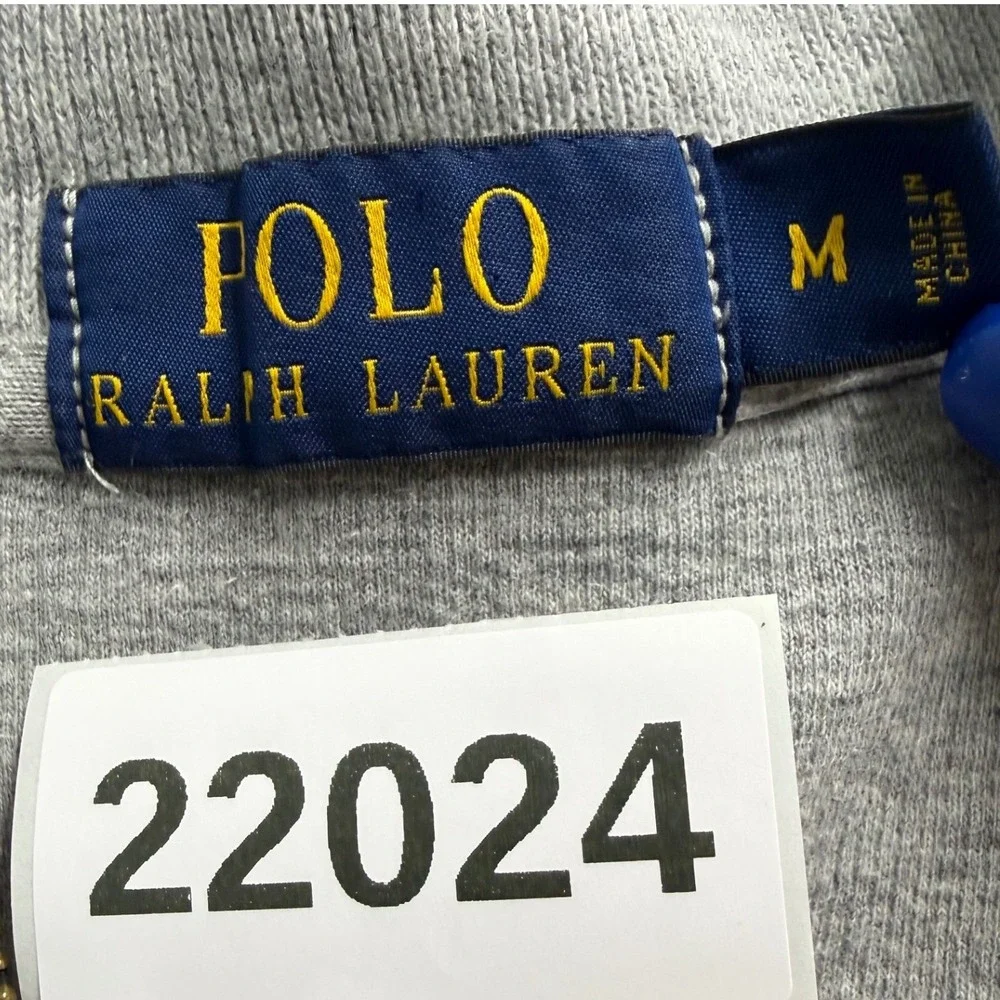 Polo Ralph Lauren Sweater Mens Medium Gray 1/4 Zip Pullover Long Sleeve Preppy